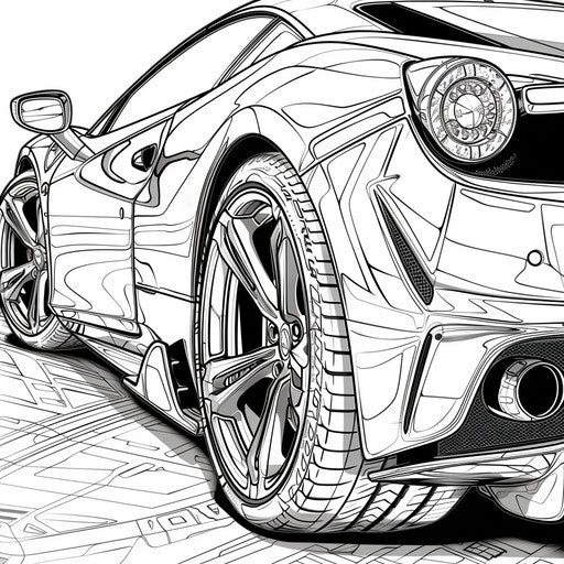 Sports car with intricate details and sleek design