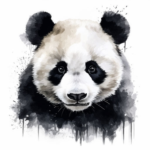 Panda clipart in the style of Chiaroscuro Art on white background