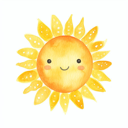 Cute sun clipart in the style of Impressionistic Art