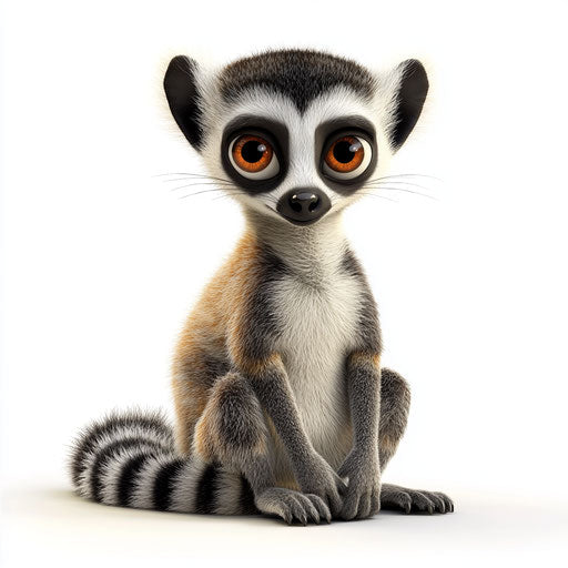 3D animal cartoon clipart in photorealistic style on flat white background