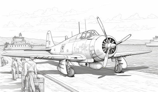 Fighter coloring pages, detailed marine views