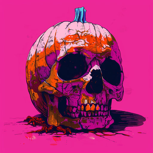 Realistic illustration: Halloween clip art on bright magenta background