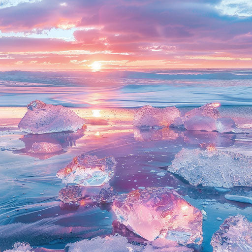 Icelandic Diamond Beach with sunrise colors