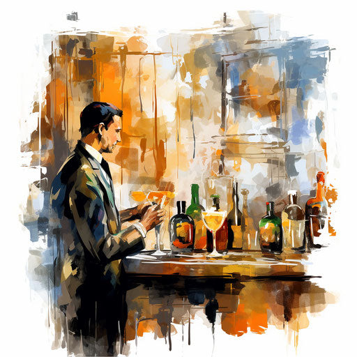 Bar clipart in the style of Impressionistic Art, on white background