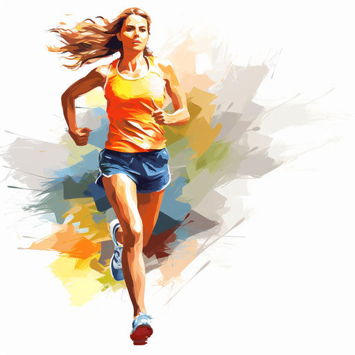 Jogging clipart in the style of Oil painting, on a white background