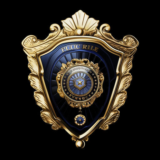 Police badge in the style of Chiaroscuro Art on white
