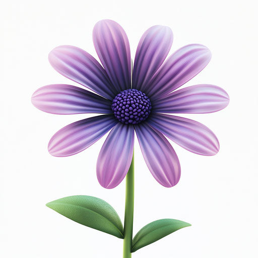 3D cute flower in photo realistic style on flat white background