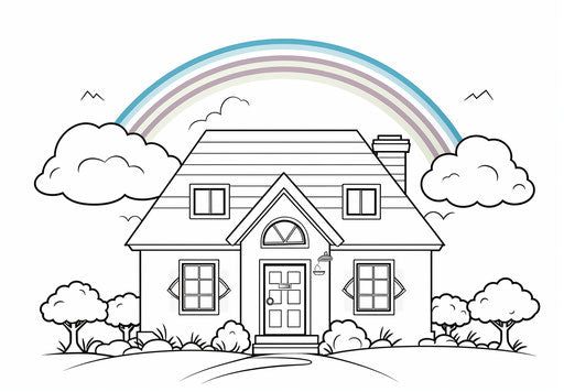 House with rainbow coloring pages