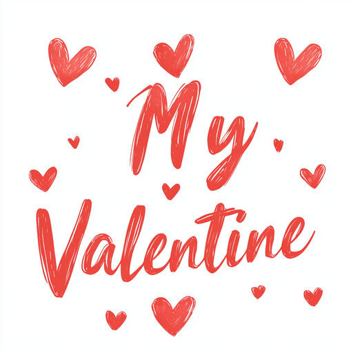 My love in a cute heart-shaped font