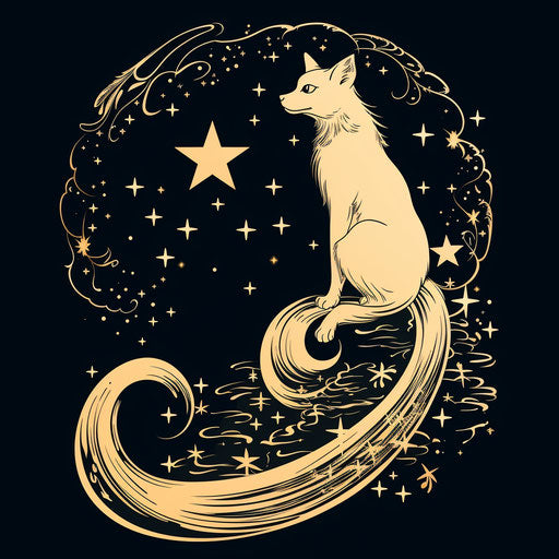 Stars with tails, tattoo style, simplistic cartoon, mythology