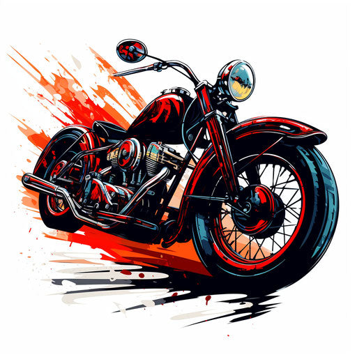 Motor illustration in the style of Chiaroscuro Art, on a white background