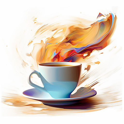 Coffee mug clipart in the style of Impressionistic Art, on a white background