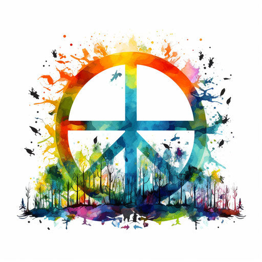 Peace clipart in the style of Impressionistic Art, on white background