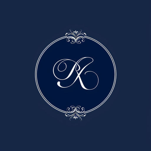 Classic monogram photo logo on navy blue background, timeless style