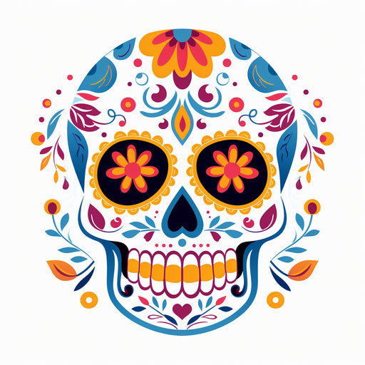Sugar skull clipart in Minimalist style on white background