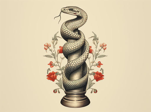 Cobra head - tattoo design in tarot card style and totems
