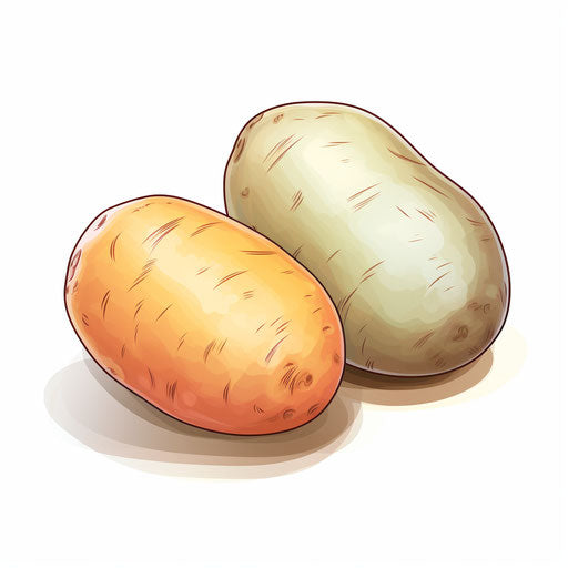 Potato artwork in Pastel Colors Art style, on white background