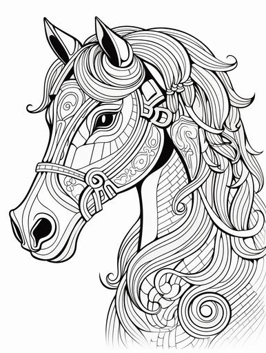 Horse coloring toyism style, pure colors, 19th century