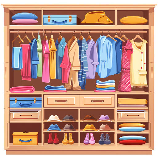 Realistic closet clipart with white background and smooth finish
