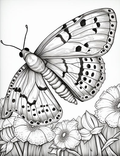 Frog with butterfly by the ear, line and dot work style