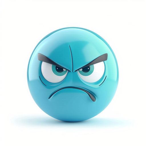 Sad emoji with blue sphere in the center