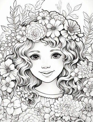 Free printable coloring pages of flowers in whimsical style