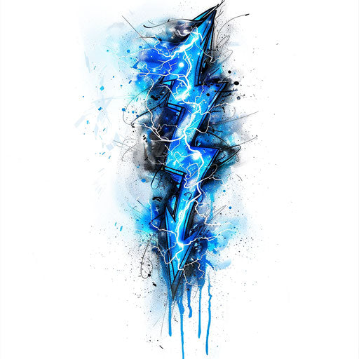 Sparkling sketch of a edgy lightning bolt with metallic finish