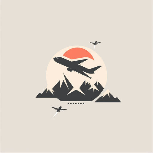 Minimalist travel logo with clean lines on light grey background
