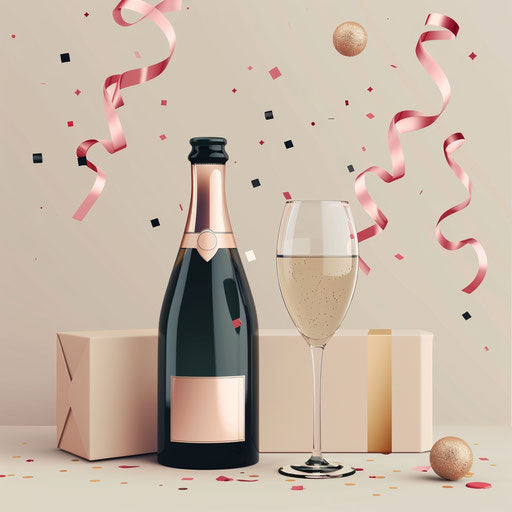 New Year's Eve clipart in photo realistic style with a flat random background, minimalist design and subtle shading