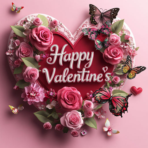 3D Valentine's Day roses and butterflies