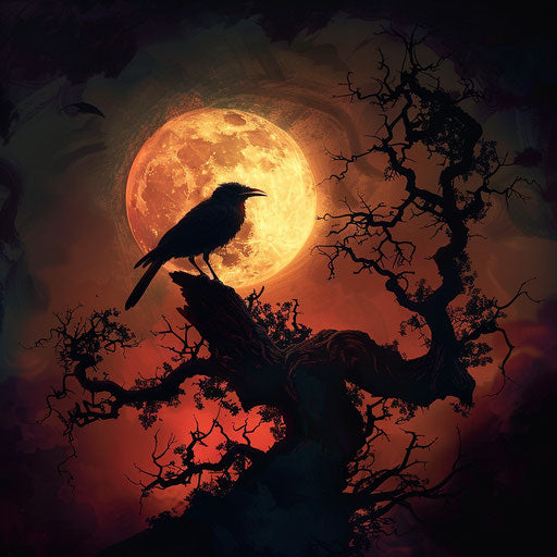 Wall creeper on ancient tree in full moonlight