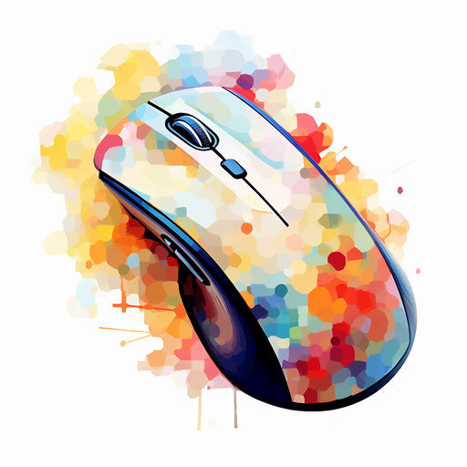 Impressionistic computer mouse clipart on white background