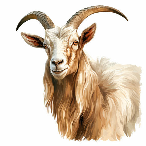 Goat artwork in Oil painting style, on a white background