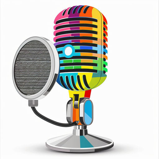 Podcast clipart in photorealistic style on flat white background