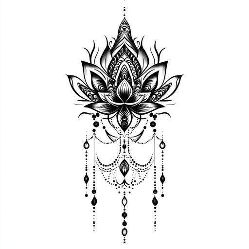 Tribal mandala in black on pure white