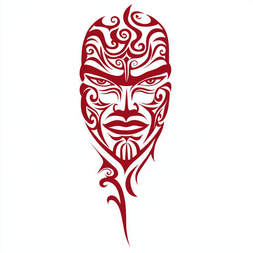 Maori face tattoo sketch with bold moko