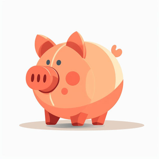 Minimalist piggy bank clipart on white background