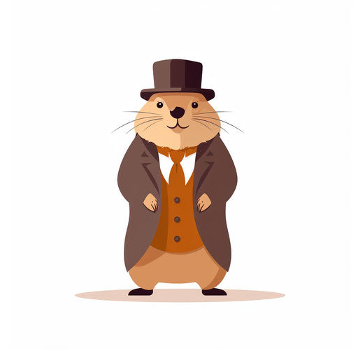 Minimalist groundhog day clipart on white background