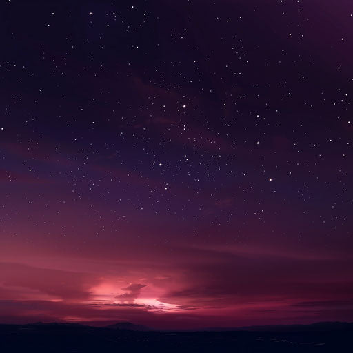 Realistic night sky clipart on bright burgundy background
