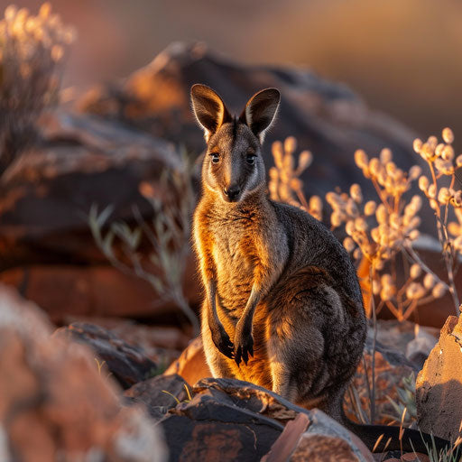 The Black-flanked Rock Wallaby in the desert landscape