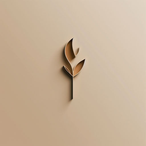 Minimalist logo with a modern emblem and light brown background