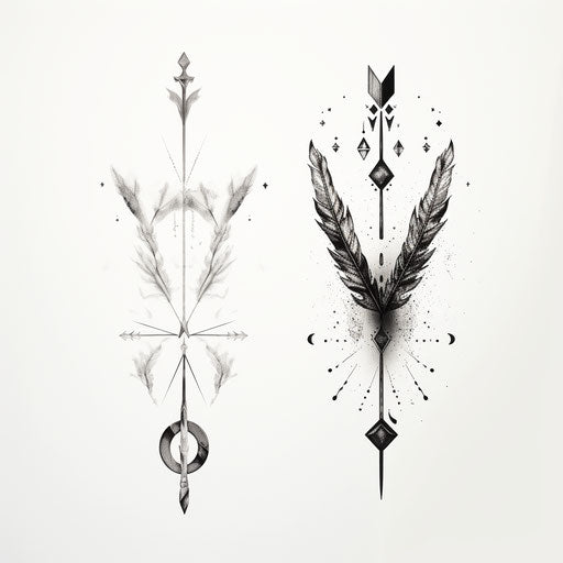 Mythical symbols in black and white