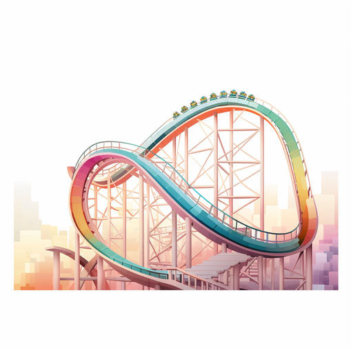 Roller coaster illustration in the Pastel Colors Art style, on white background