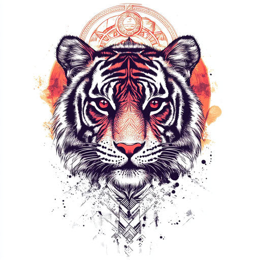 Tiger tattoo sketch on hand with tribal patterns