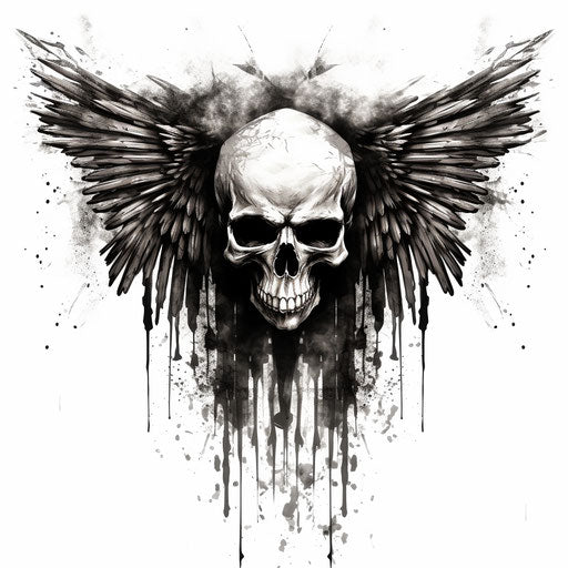 Skull with wings on American flag, vector illustration