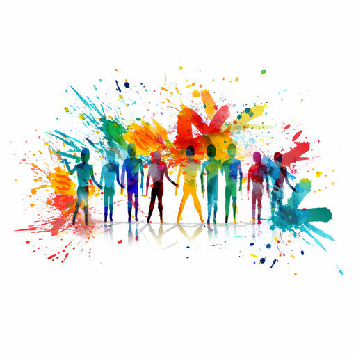 Welcome to the team clip art in Impressionistic Art style, white background