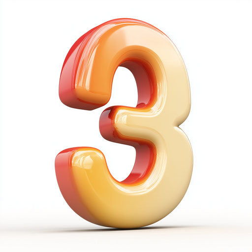 3D numbers on white realistic background, isolated clipart