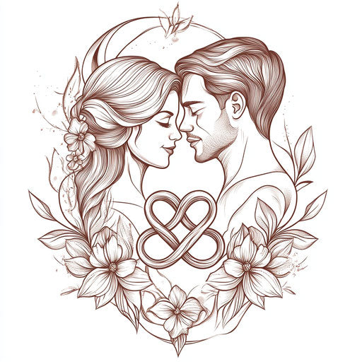 Beautiful tattoo design for cute couple with matching symbols