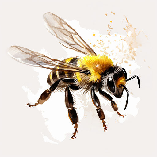 Bee illustration in Oil painting style on white background