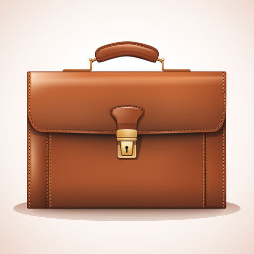 Briefcase in minimalist style, on white background